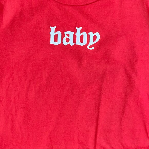 Baby Graphic Red Cropped Tee Shirt Love J Juniors Size Small - Picture 2 of 5